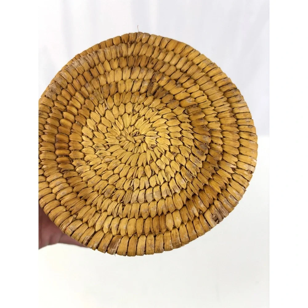 Vintage‎ Southwest Papago Style Coiled Basket Bowl Handwoven Yucca Fiber